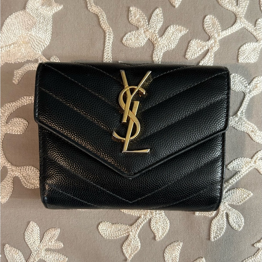 Saint Laurent Cassandre Matelasse Compact Tri Fold Wallet